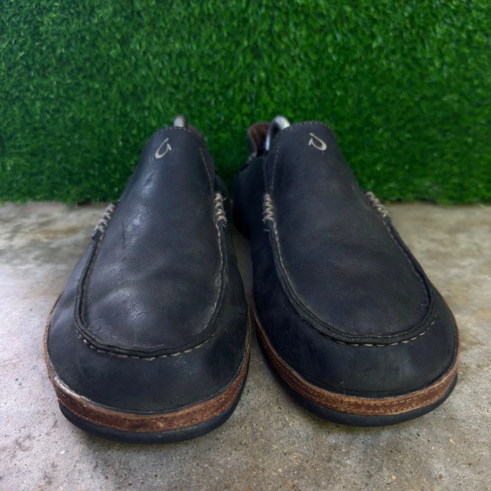Vintage Olukai Moloa Leather Loafers Gorpcore Black Size 10